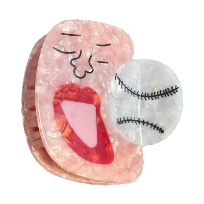 Pink Baseball Hair Clip,Cute Baseball Claw Clip,Balls Shape Hair Claw Clips,Acetate Hair Jaw Clips for Girls,Small Hair Barrettes for Women (Pink Baseball)