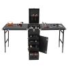 Yellulu Rolling Makeup Train Case | Portable Rolling Manicure Table with Wheel | Foldable Nail Desk Cosmetology Case | 2 Foldable Tabletops | 4 Drawer | with Brush Pouch (Black) view 1