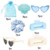 24 Pcs Last Toast on the Coast Bridesmaid Proposal Gifts Bachelorette Hair Claw Clip Heart Sunglasses Scrunchies Accessories Set for Wedding Bachelorette Bridal Party Favors - White & Dusty Blue view 3