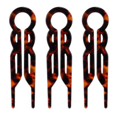 3pcs French Hair Pin for Woman & Girl, Acetate U Shaped Twist Sticks Hairpin Fork Thick Styling Accessories for Various Hair Styles (Red Leopard)