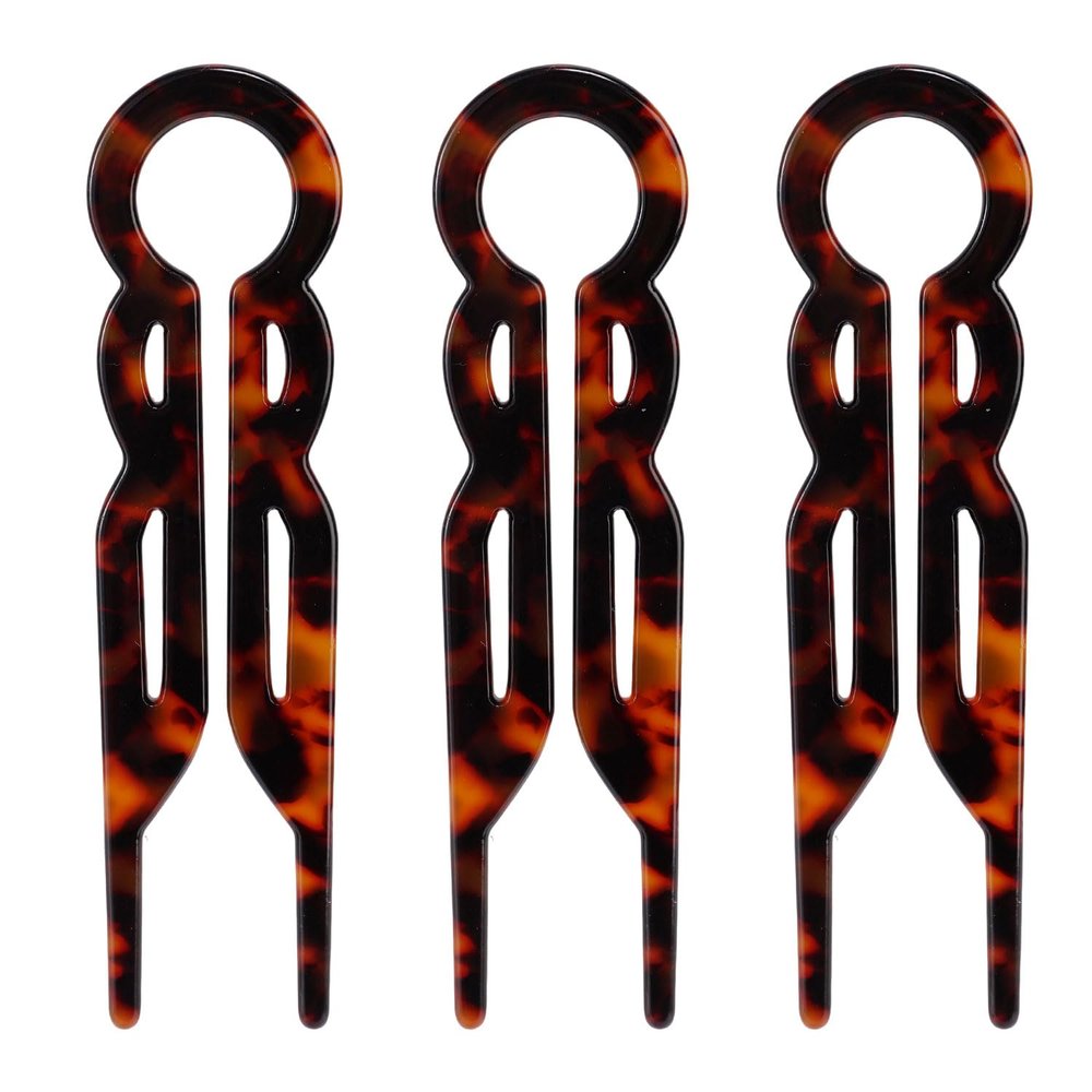 3pcs French Hair Pin for Woman & Girl, Acetate U Shaped Twist Sticks Hairpin Fork Thick Styling Accessories for Various Hair Styles (Red Leopard)