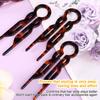 3pcs French Hair Pin for Woman & Girl, Acetate U Shaped Twist Sticks Hairpin Fork Thick Styling Accessories for Various Hair Styles (Red Leopard) view 3