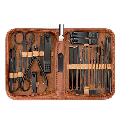 DFWZMQTG Nail Clipper Brown 26 Piece Nail Repair Tool Nail Set Manicure Set(Brown)