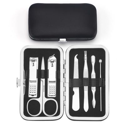 DFWZMQTG Leather Case Nail Clippers Multi-Function Tool Nail Set Manicure Set(Black)