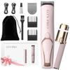 Bikini Trimmer for Women Electric Razor 2 Pack Dual Head Body & Facial Hair Remover -Waterproof USB Rechargeable with Replacement Ceramic Blades, Travel Pouch & Packaging Box(Pink) view 1