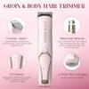 Bikini Trimmer for Women Electric Razor 2 Pack Dual Head Body & Facial Hair Remover -Waterproof USB Rechargeable with Replacement Ceramic Blades, Travel Pouch & Packaging Box(Pink) view 2