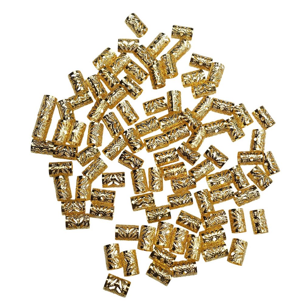 100pcs Iron Electroplated Wig Dirty Braid Hair Extensions Ring Iron Copper Hollow Out Braid Decoration Hair Clips DIY Hair Clips