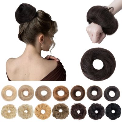SEGOHAIR Hair Bun 100% Human Hair Natural Stright Messy Bun Hair Piece with Elastic Scrunchie for Women & Girls- 2 PCS Natural black