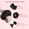 SEGOHAIR Hair Bun 100% Human Hair Natural Stright Messy Bun Hair Piece with Elastic Scrunchie for Women & Girls- 2 PCS Natural black view 3
