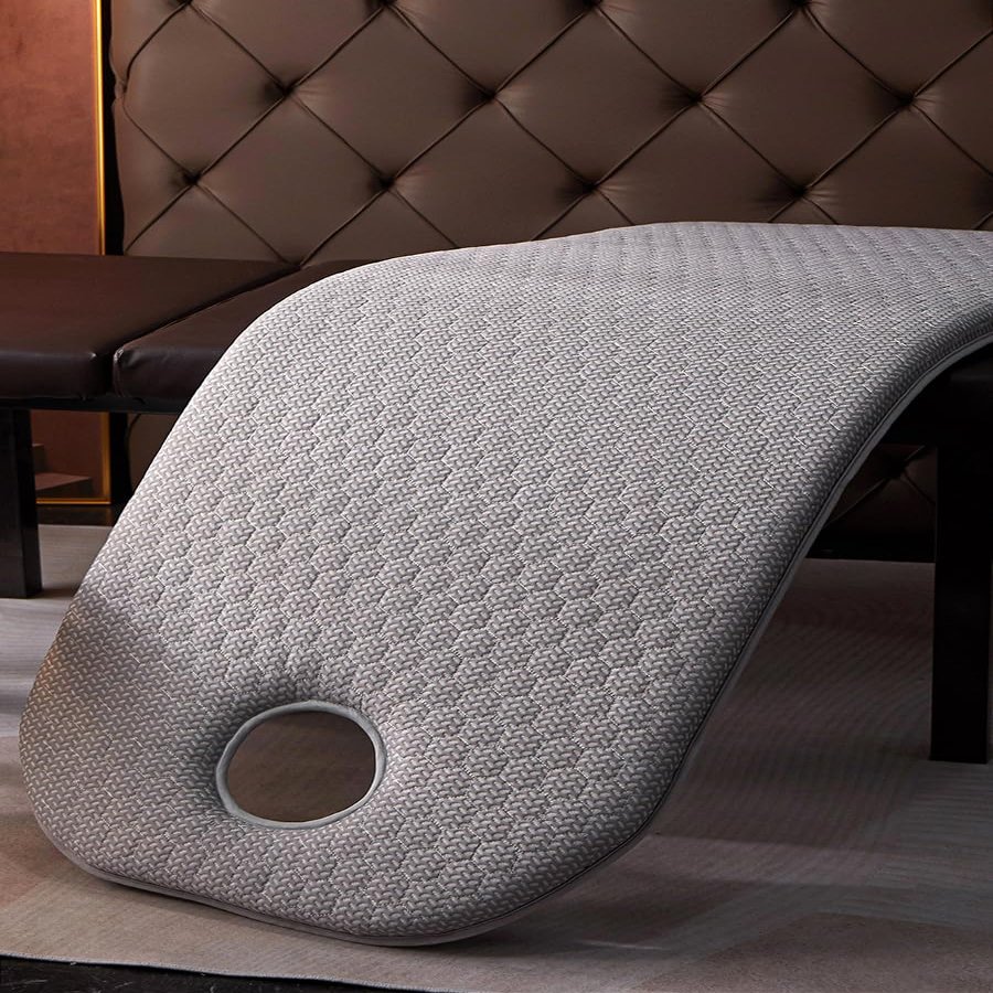 Grey r,70 * 190 * 3cm, SPA Massage Table Pads & Face Cradle Set Emulsion Soft and Comfortable Thick Facial Bed and Toilecrest 3cm Thickened Mattress with Holes