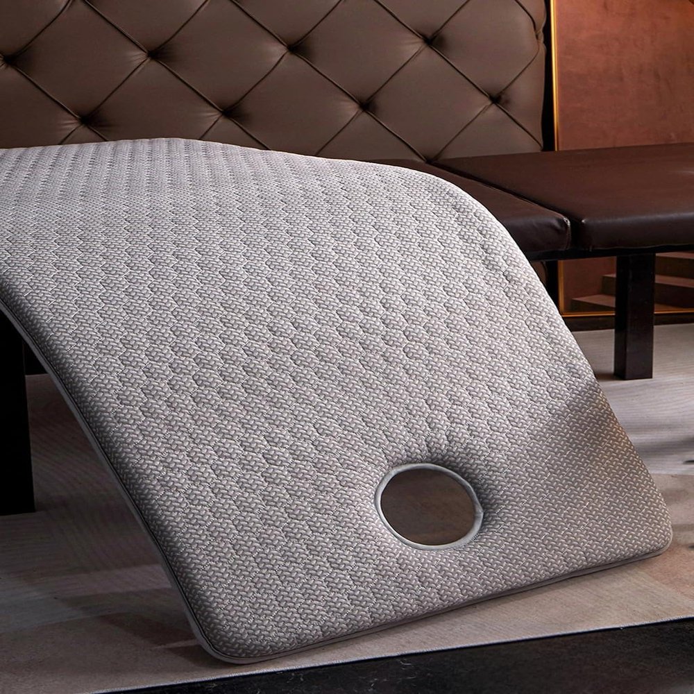Grey s,80 * 190 * 3cm, SPA Massage Table Pads & Face Cradle Set Emulsion Soft and Comfortable Thick Facial Bed and Toilecrest 3cm Thickened Mattress with Holes