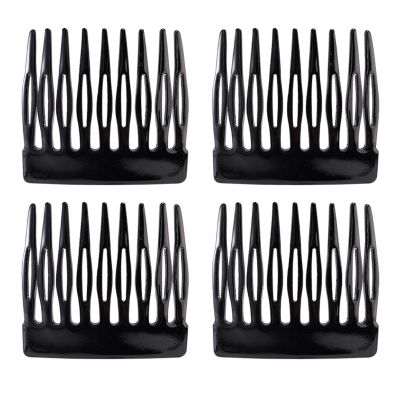 4pcs French Side Comb, Black Small French Slide Hair Comb Decorative Bun Hold Clips Strong Hair Styling Accessories for Girls & Women