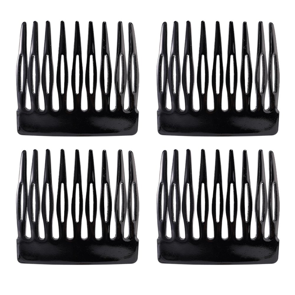 4pcs French Side Comb, Black Small French Slide Hair Comb Decorative Bun Hold Clips Strong Hair Styling Accessories for Girls & Women