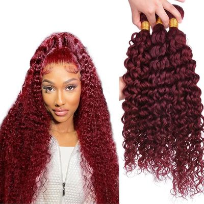 Wine Red Bundles Human Hair Water Wave Bundles 30 32 34 Inch #99J Burgundy Water Wave Bundle Unprocessed Brazilian Virgin Weave Hair 3 Bundle 50 Gram Per Bundle