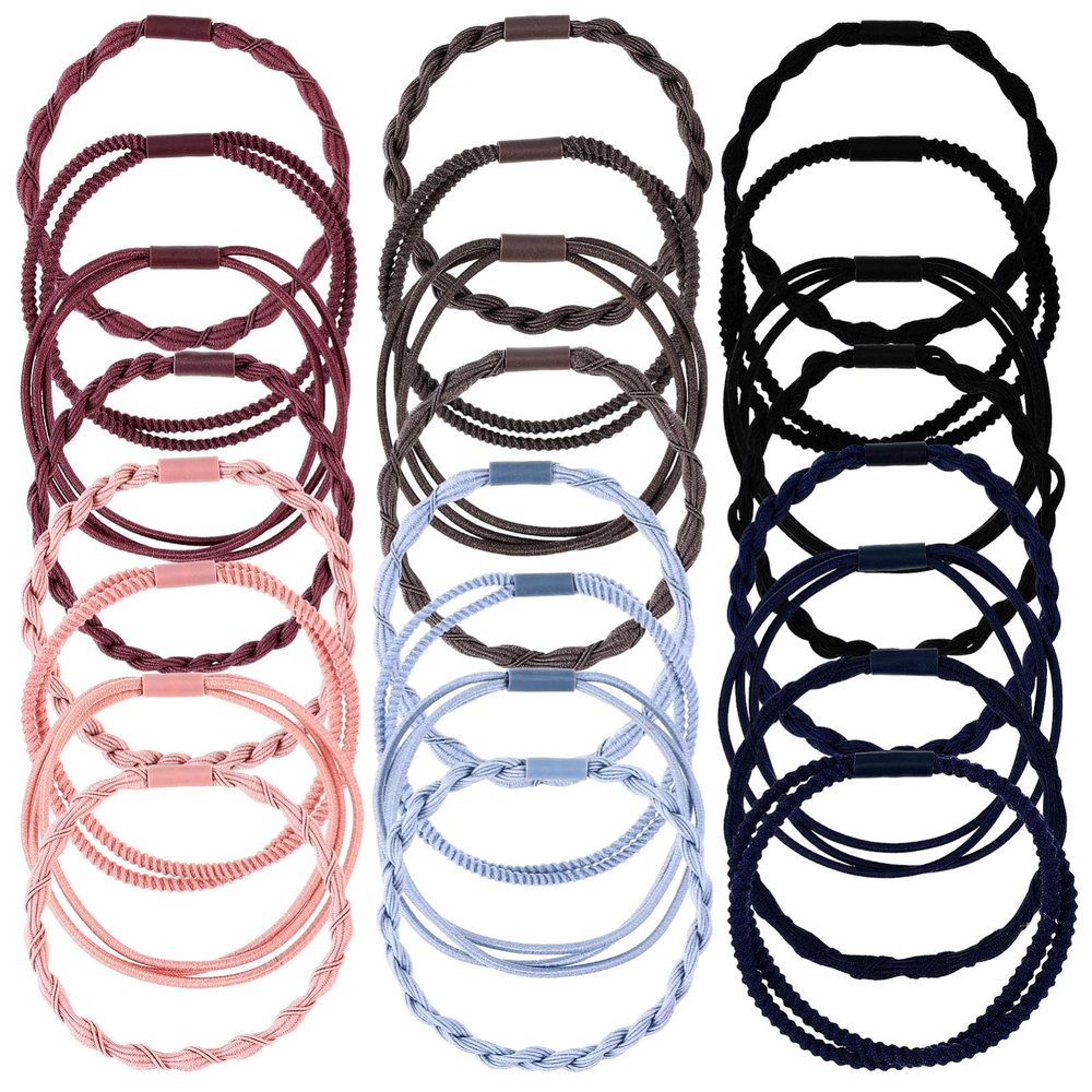 ELAYARD 24-Pack No Damage Elastic Hair Ties for Women Stretchy Ponytail Holders Thick Hair Bands for Everyday Use and Boho Bracelets