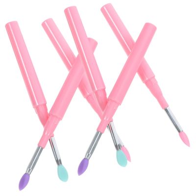 DEARMAMY 6pcs Lip and Eye Applicators Covers for Precise Makeup Application Portable Makeup Tools for Travel Versatile Lipstick and Eyeshadow Brushes