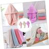 PartyKindom 3Pcs Extra Thick Coral Fleece Hair Drying Hat Set Ultra Absorbent Shower Cap for Long Hair Quick Drying Bath Supply for Women view 3