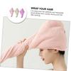 PartyKindom 3Pcs Extra Thick Coral Fleece Hair Drying Hat Set Ultra Absorbent Shower Cap for Long Hair Quick Drying Bath Supply for Women view 4