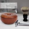 Wooden Shaving Brush Bowl, Shaving soaps Cream Mug, Rubber Wood Shaving Bowl with Cover, smoothness Outer layer, to, Compact Size for Barber Tools and Home Use view 4
