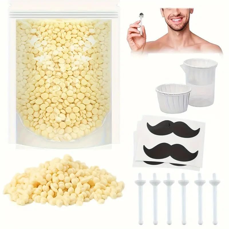 Nose Wax Kit, 100g Wax,with Applicators. Nose Ear Hair Instant Removal Kits,Nasal Waxing Kit for Men and Women, Safe Easy Quick & Painless.with - 8 beard stickers