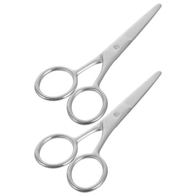 Healvian 2pcs Stainless Steel Eyebrow Scissors Precision Small Grooming Trimmers for Eyebrows Nose Beard and Facial Hair Rounded Tip Design for Safe Use