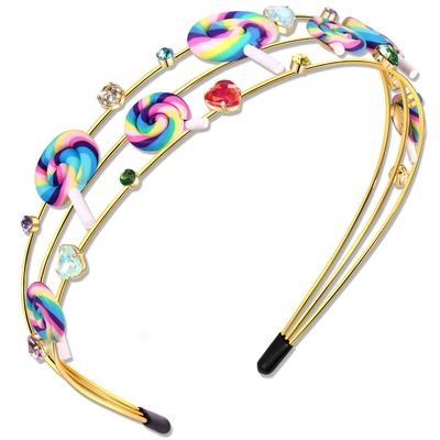 NVENF Candy Headband Costume Accessories Christmas Candy Cane Lollipop Headband Candyland Costume Halloween Holiday Christmas Outfits for Women Gifts (Pattern A)