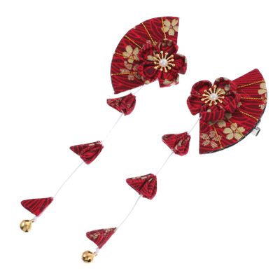 ELAYARD 1pair Japanese-style Fabric Hairpin Barrette Tassels Elegant Hair Accessory for Women and Girls for Parties Weddings and Daily Wear
