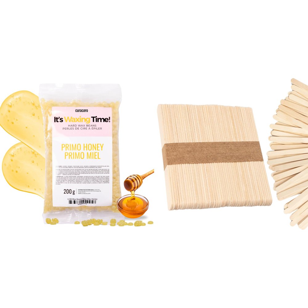 Curacoro Honey Wax Beads & Small Waxing Sticks | Smooth Full Body Hair Removal & Precision Application for Face, Bikini & Sensitive Areas