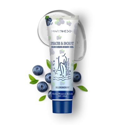 Hil;ary Rho;da Face & Body Cleansing Scrub Gel | Dead Skin Removing Cleansing Scrub Gel | Gently Exfoliates Skin Cells | Removes Dirt & Oil | 100ml (Blueberry -Shade 01)
