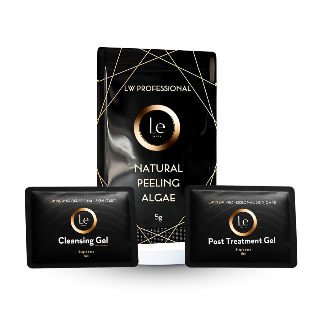 LE WALK Single-Dose Face and Body Peel 3-Step Exfoliation Kit with Natural Algae | Skin Renewal in 7 Days | Includes Cleansing Gel and Post-Treatment Gel