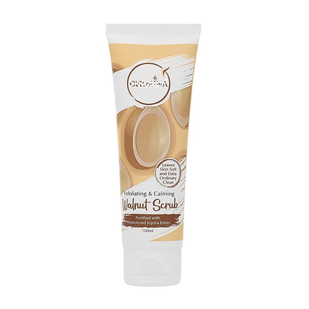 Der;mina Exfoliating & Calming Walnut Scrub Fortified with Hydrolyzed Jojoba Esters for Deep Exfoliation, Remove Blackheads & Dead Skin Cells, and Moisturizes Skin - 100ml