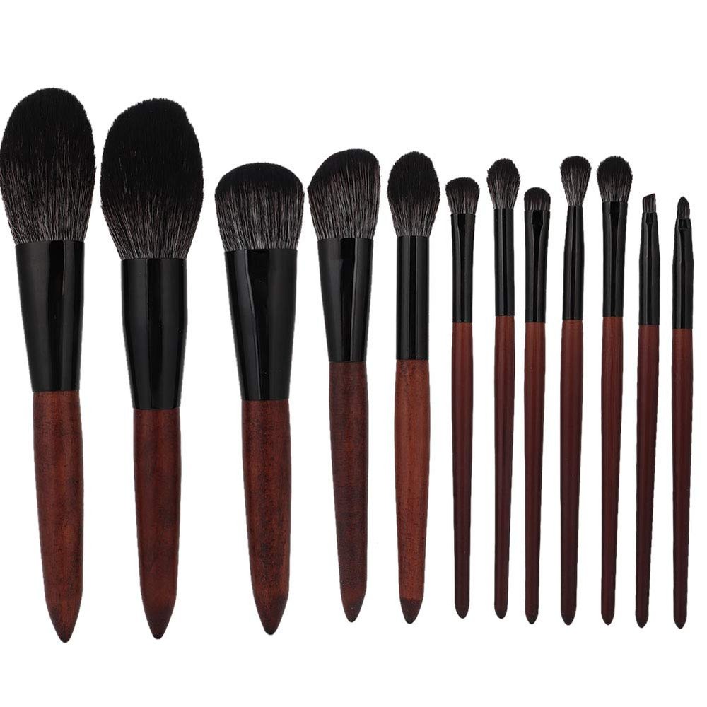 12pcs Makeup Brushes Set, Face Powder Blusher Eyeshadow Lip Brush, Lightweight and Portable Beauty Tool with Textured Wooden Handle, for Daily Makeup and Travel