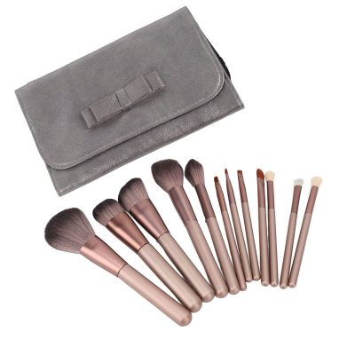 12pcs Makeup Brush Kit, Handheld Soft Synthetic Fibers Cosmetic Brushes, Soft for Powder Blush Concealer, Includes Storage for Portability, Multifunctional