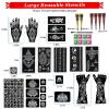 12 Sheets Temporary Tattoo Stencils Kit-Large 78 Pcs Tattoo Patterns-6 Pcs (Brown/Black/Maroon) Ink with Paint Brush for DIY Body Art-Tattoos for Women Men Kids view 2