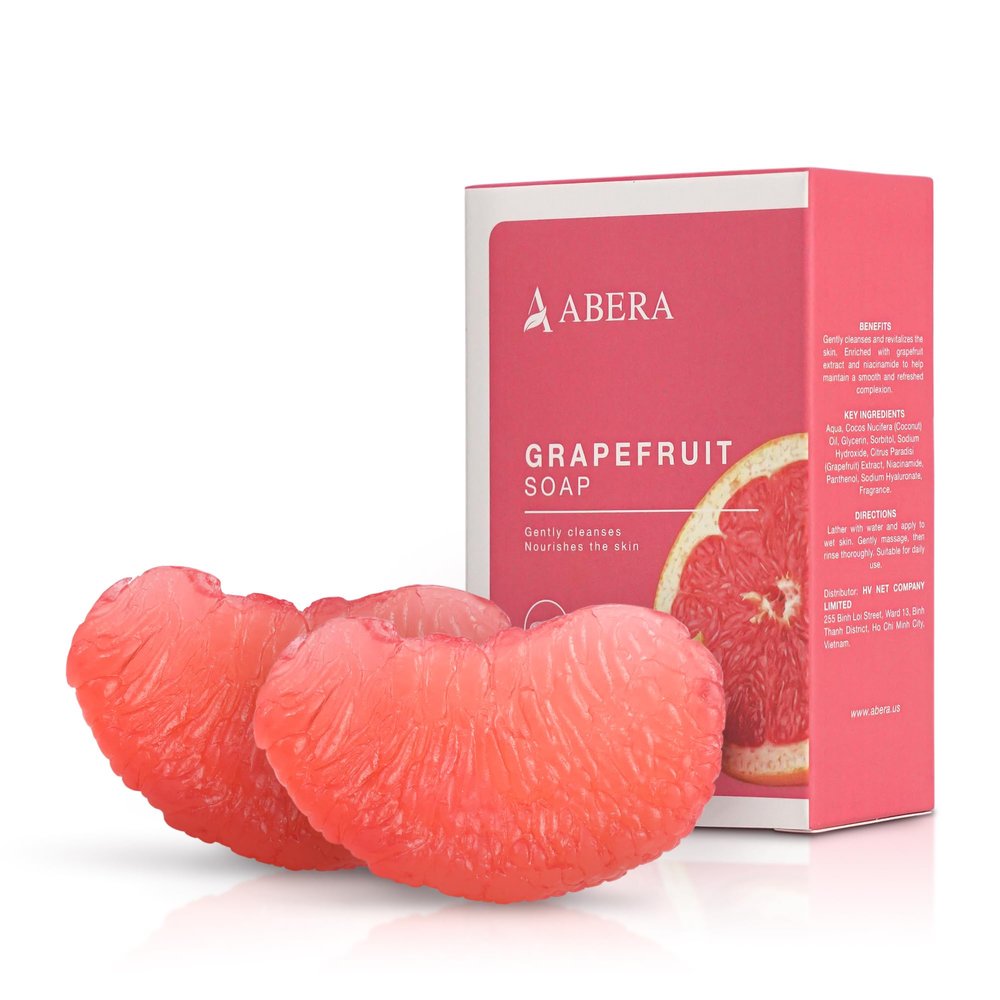ABERA Grapefruit Soap Bar  Fruit-Shaped Decorative Soap for Bathroom Dcor or Spa Vibes  Citrus Scent Moisturizing Vegan Body Cleanser, Unique Hand Soap Gift Set, 2 Pack (4.6 oz Total)