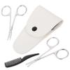 HONITANO 4pcs Stainless Steel Beard Scissors Trimming Kit Pointed Round Scissors White Leather Case Small Comb for Grooming Barber Shops view 1