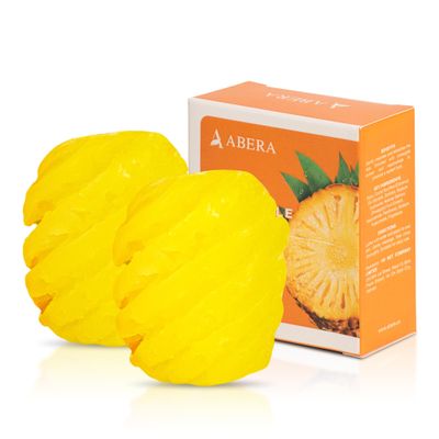 ABERA Pineapple Soap Bar  Fruit-Shaped Decorative Soap for Bathroom Dcor or Spa Vibes  Tropical Moisturizing Vegan Body Cleanser, Unique Hand Soap Gift Set, 2 Pack (4.6 oz Total)