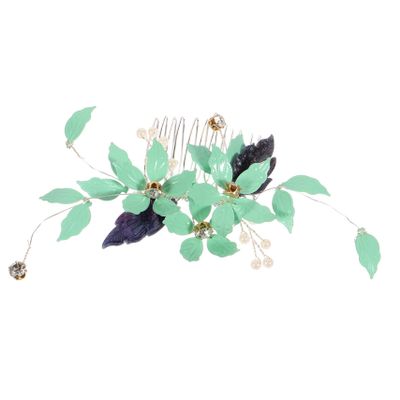 TOGEVAL Leaf Hair Side Comb for Brides Elegant Wedding Hair Accessories Floral Design for Women