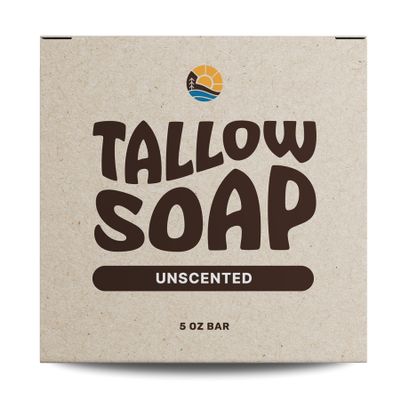 100% Grass-Fed Tallow Soap [5oz Bar - Unscented], Organic Ingredients, great for Face, Body and Hair, Eczema, Dry, Itchy, Sensitive Skin, Handcrafted, Family Owned Business, Made in the USA