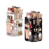 360 Rotating Makeup Organizers  Adjustable Shelf Height and Full Rotation  Set Includes Black and Clear Cosmetic Storage Units  Ideal for Vanity, Dresser, or Bathroom Countertop view 1