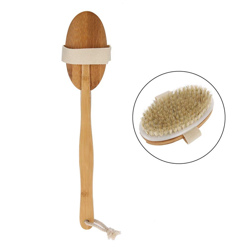 2-in-1 Long Bath Shower Body Brush with Soft for Skin Exfoliating and Care - Stimulates Blood Flow and Lymphatic System - EasytoReach Long Handle Design for Skin