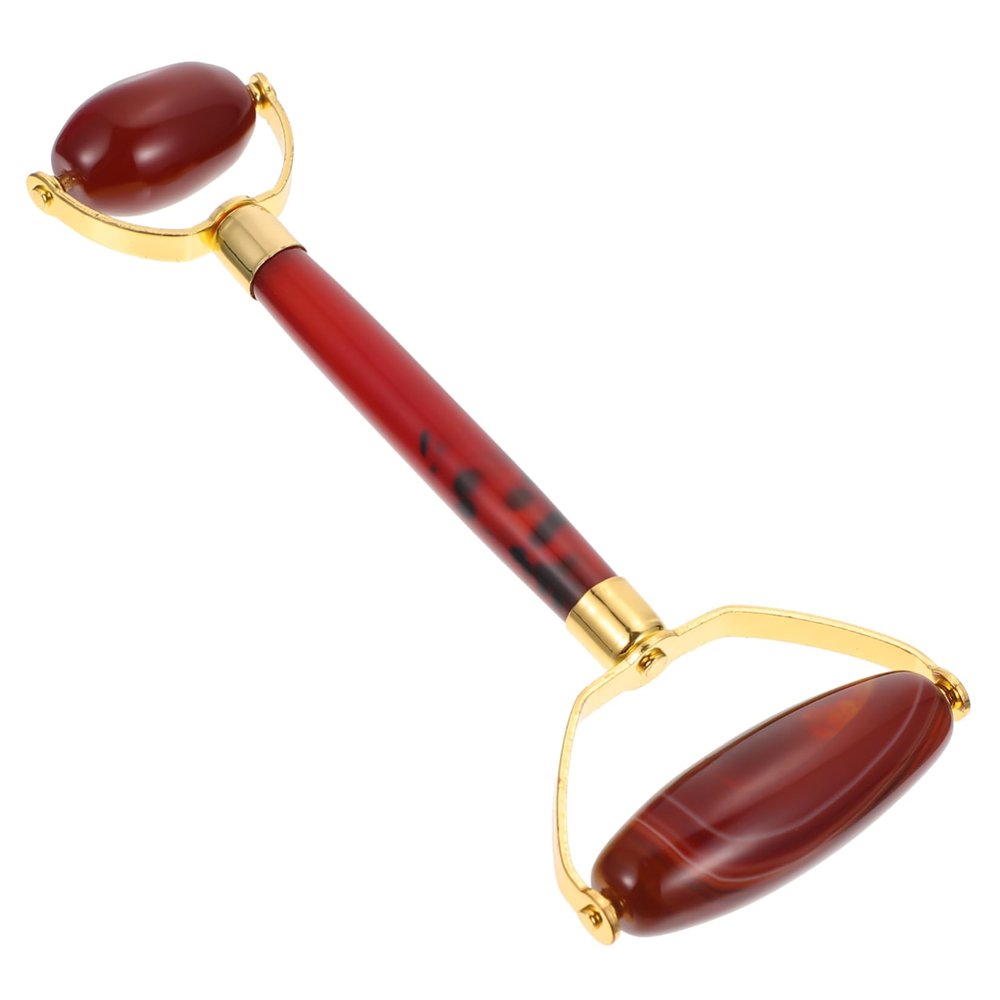 Beaupretty Red Agate Face Roller Massager Dual-Head Facial Massage Tool for Relaxation