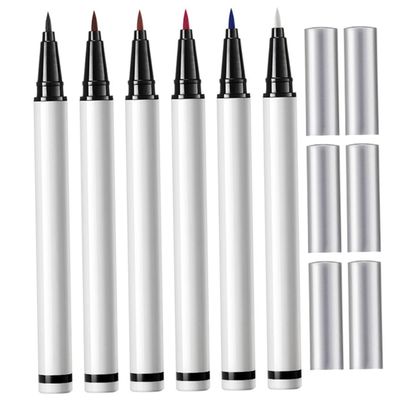 BIUDECO 6pcs Colorful Eyeliner Pen Liquid Eyeliner Pencils for Women Long-lasting Makeup for Beginners and Travel Includes Black Brown Brown Pink-purple Blue and White
