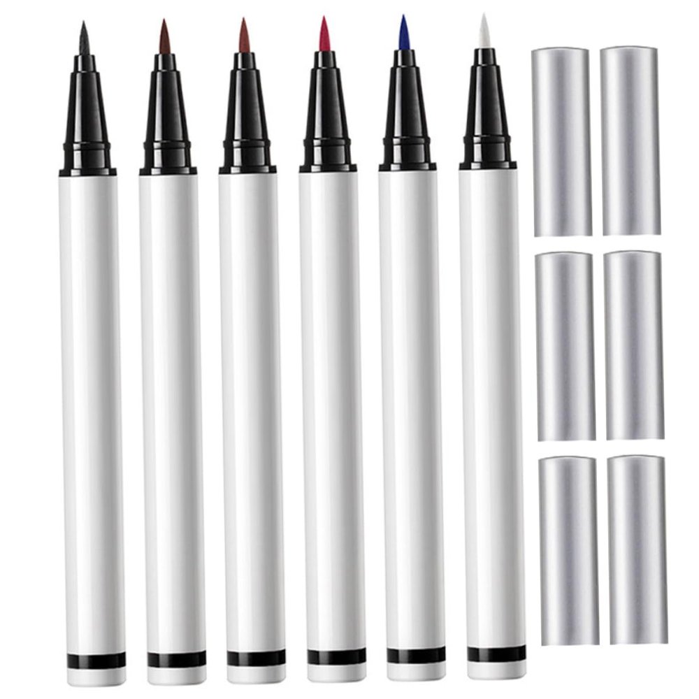 BIUDECO 6pcs Colorful Eyeliner Pen Liquid Eyeliner Pencils for Women Long-lasting Makeup for Beginners and Travel Includes Black Brown Brown Pink-purple Blue and White