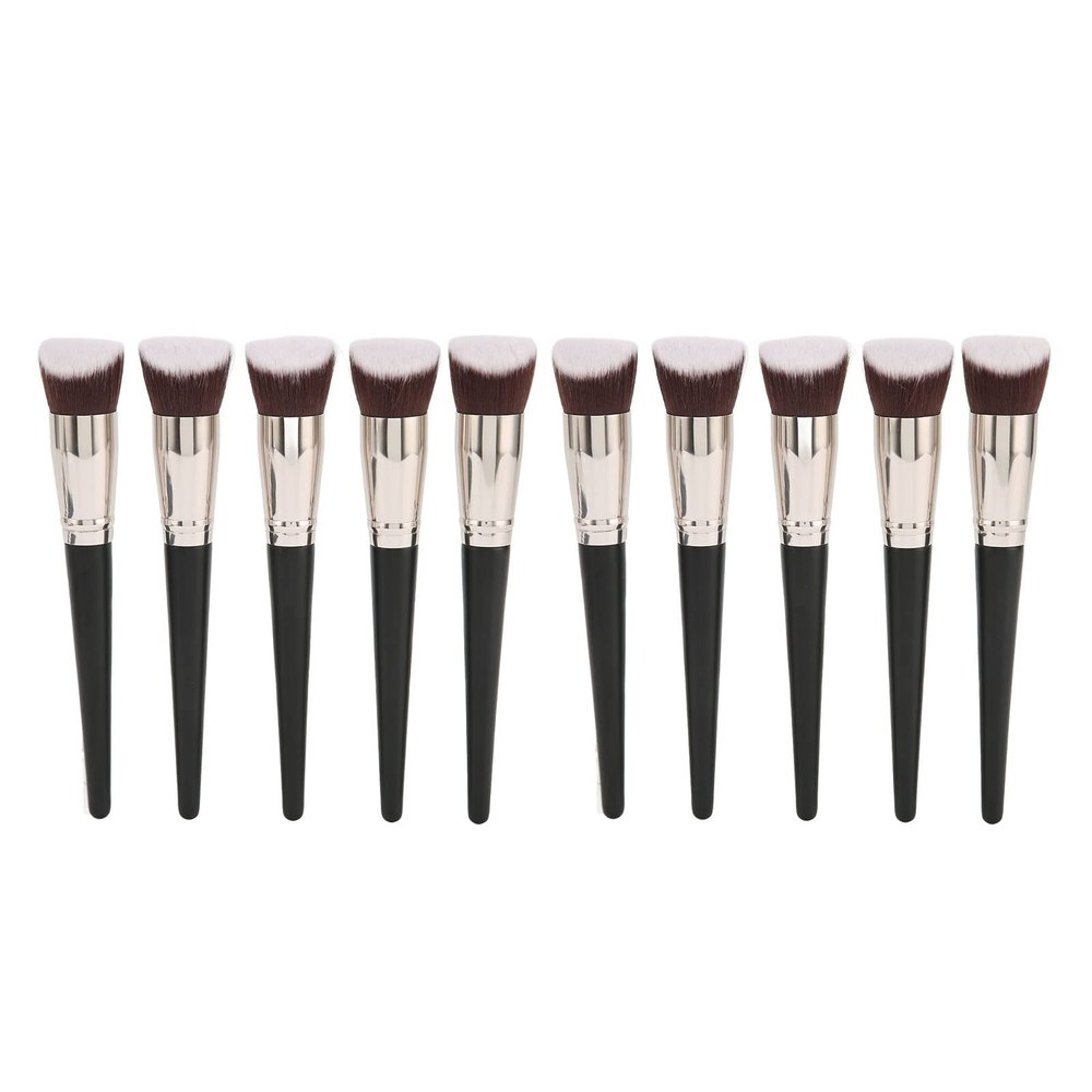 10pcs Oblique Concealer Brush, Soft Fiber Base Brush, Ergonomic Flexible Makeup Tool, Flexibility Synthetic Fiber Brush for Covering Blemishes, for Makeup Artists and Women