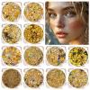 Body Glitter Face Glitter, Hair Glitter for Kids, 12 Shapes Fine Chunky Glitter Gel for Women Girls Makeup Sparkles Party Mermaid Sequins Rave Accessories Singer Concerts Festival (Gold Scheme) view 1