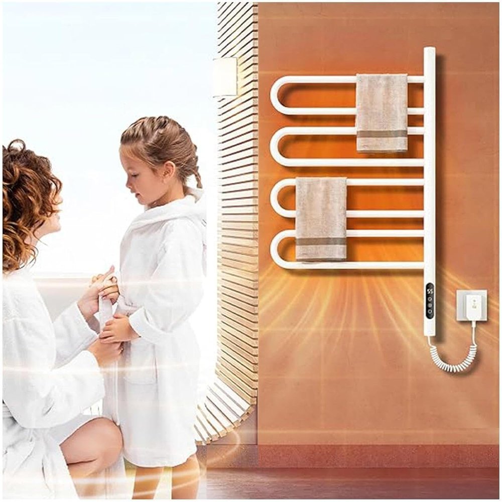 180 Rotatable Heated Towel Racks for Bathroom, Touch Screen Timer, Fast Heating, Electric Towel Warmer Rack Plug-in/Hardwired, for Home Bathroom, Salons and Spas