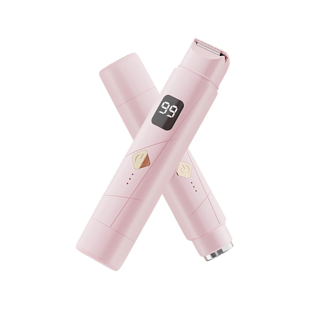 Rechargeable Electric Shaver for Women,2 in 1 Wet & Dry Electric Trimmer,Womens Shaver Dual-Head Trimmer,Equipped with a Display Screen,Compact and Portable,for Both Men and Women (Pink)