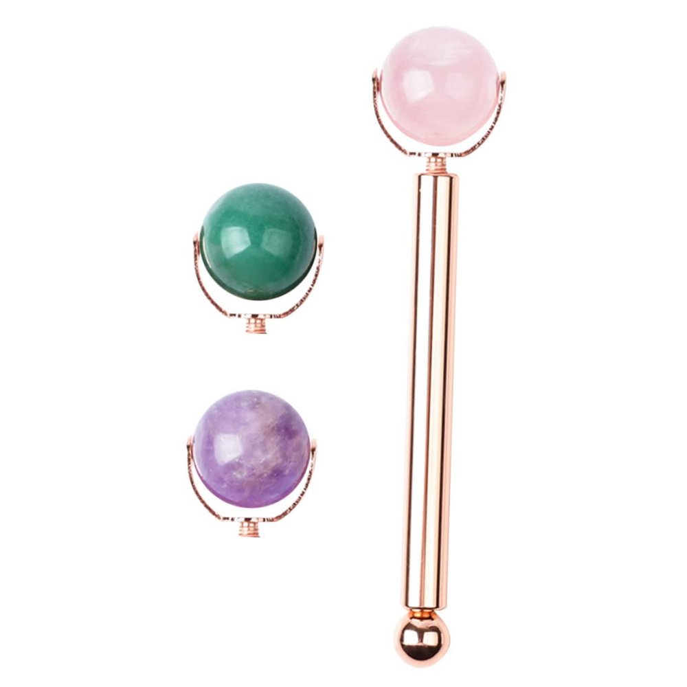 Beatifufu Jade Roller Massager Replacement Beads Roller Bar Facial Massage Tool for Skin Care Muscle Relief for Travel