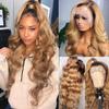 13x6 1B/27 Ombre Honey Blonde Lace Front Wigs Human Hair with Black Roots 32 Inch Body Wave Glueless Lace Frontal with Baby Hair Pre Plucked with Baby Hair for Women HD Transparent 150% Density Wig view 1